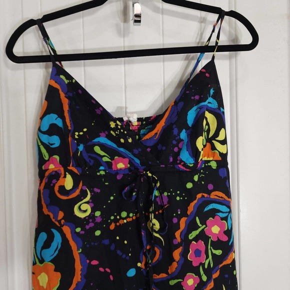 Xhilaration Womens Dress Vtg Y2K 00s Abstract Floral Paint Splatter Slip Maxi S - Picture 3 of 10